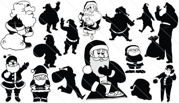 610x350 Santa Claus Silhouette Vector
