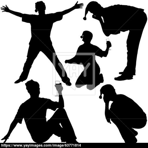 512x512 Santa Claus Silhouettes Vector