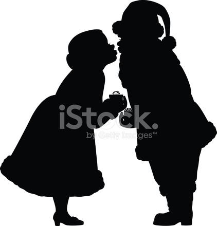 422x440 Santa And Mrs Claus Silhouettes Stock Vector