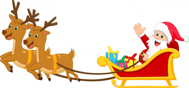 626x291 Happy Santa Claus With His Sleigh Vector Premium Download