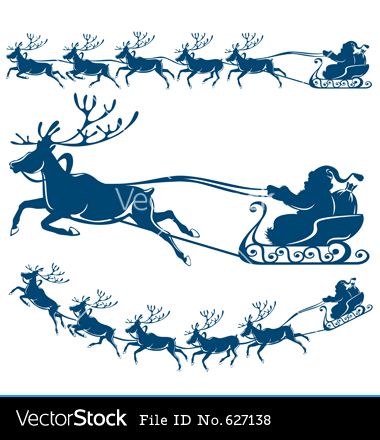 380x440 Reindeer Sleigh Clip Art Reindeer And Santa Claus Vector Art
