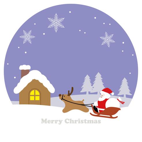 492x490 Round Winter Landscape With Santa Claus, A Reindeer, And A Sleigh