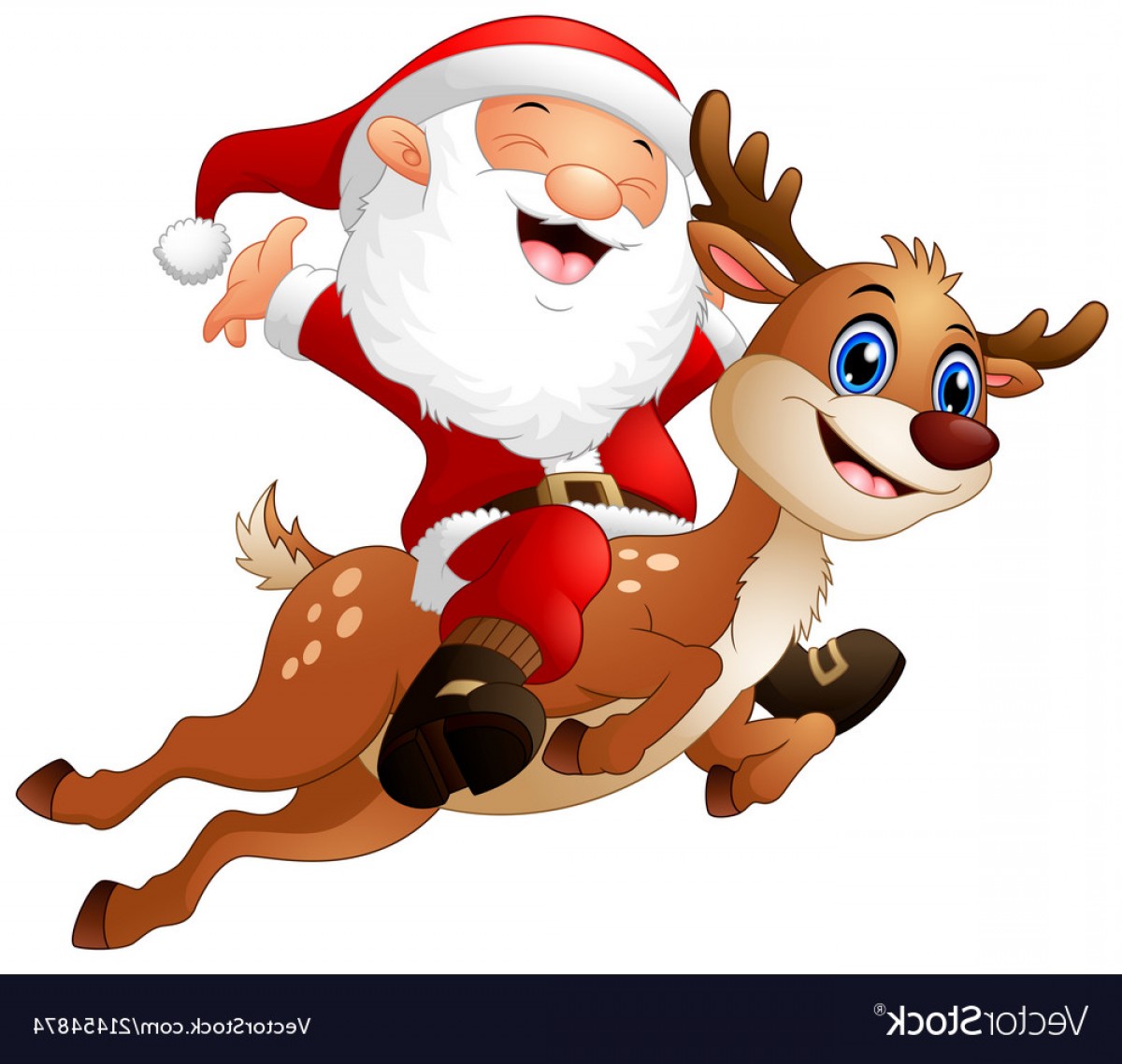 1200x1138 Happy Santa Claus Riding A Reindeer Vector Soidergi