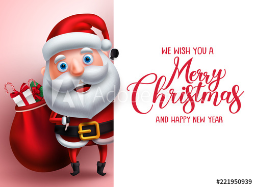 500x367 Merry Christmas Greeting Template With Santa Claus Vector