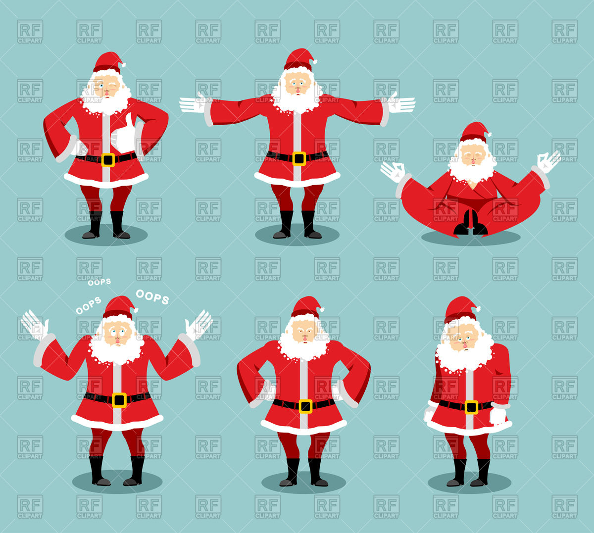 1200x1077 Santa Claus Set Different Poses Vector Image Of People