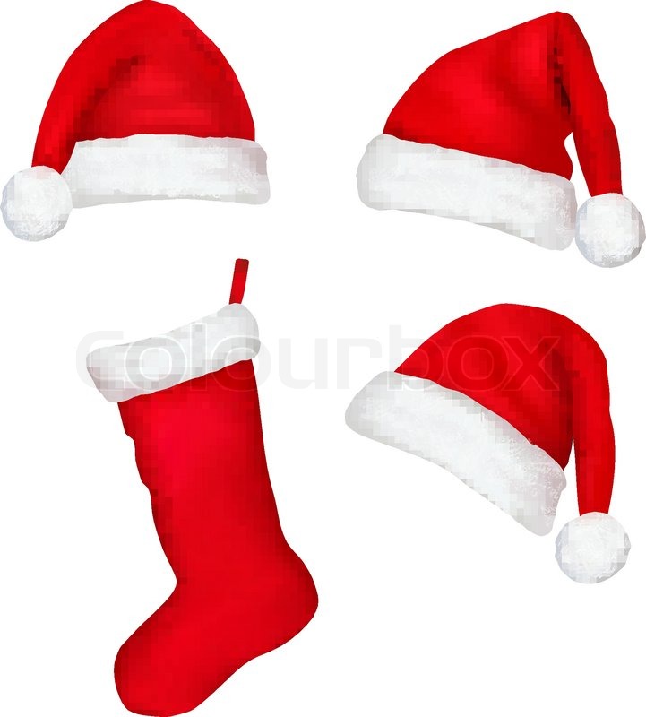 Set Of Red Santa Hats Vector Stock Vector Colourbox 721x800 Set Of Red Santa Hats Vector Stock Vector Colourbox