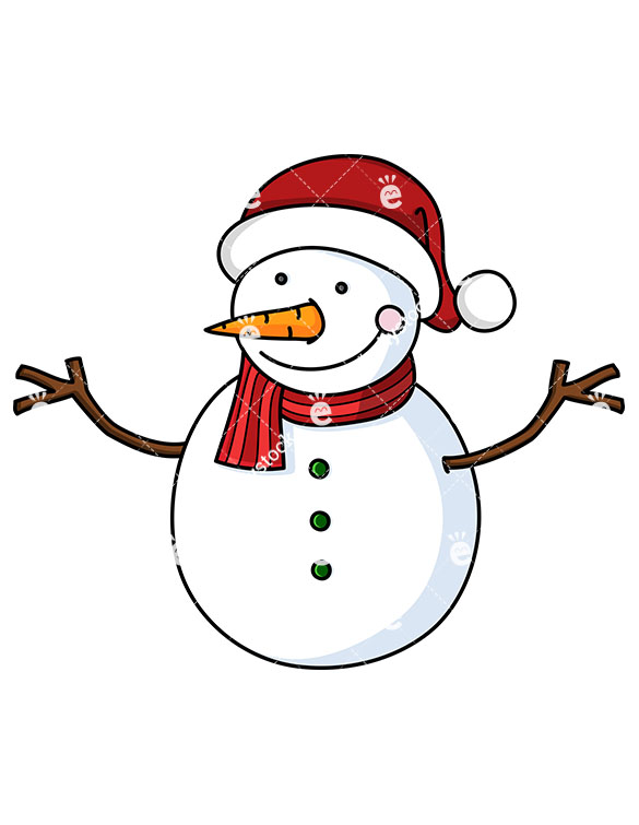 Smiling Snowman Wearing Santa Hat Cartoon Vector Clipart 585x755 Smiling Snowman Wearing Santa Hat Cartoon Vector Clipart