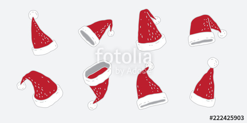 500x250 Christmas Hat Vector Icon Red Santa Hat Cartoon Illustration