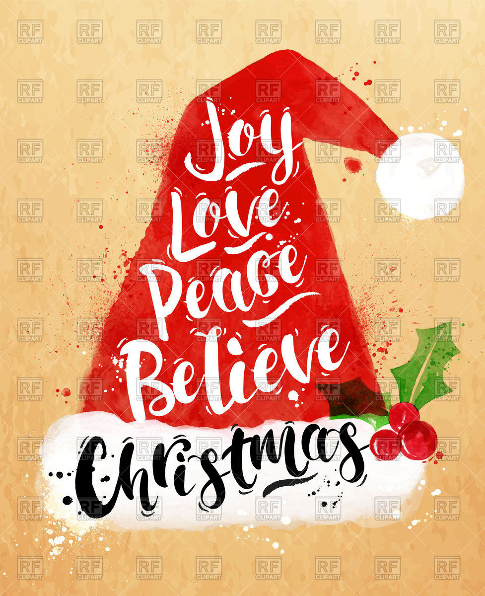 977x1200 Watercolor Poster Christmas Santa Hat Vector Image Of Holiday