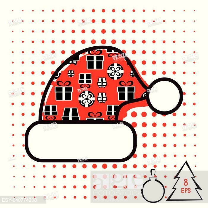 701x700 Christmas Hat Vector Icon On Halftone Background Santa Cap Symbol