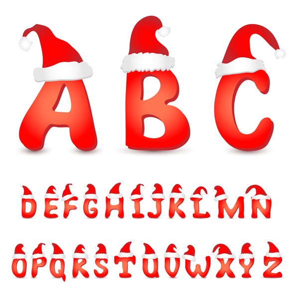 Red Christmas Hat Alphabet Font 600x600 Red Christmas Hat Alphabet Font