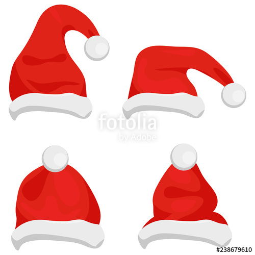 Santa Claus Hats Of Red Color, Traditional Costume Element 500x500 Santa Claus Hats Of Red Color, Traditional Costume Element
