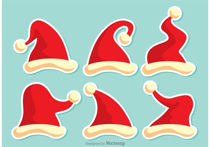 Set Of Red Santa Hats Vector 700x490 Set Of Red Santa Hats Vector