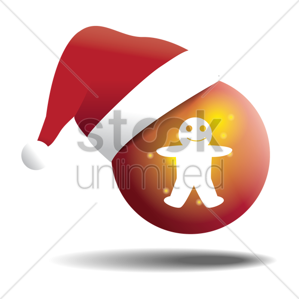 Gingerbread Man On Glass Ball With Santa Hat Vector Image 600x600 Gingerbread Man On Glass Ball With Santa Hat Vector Image