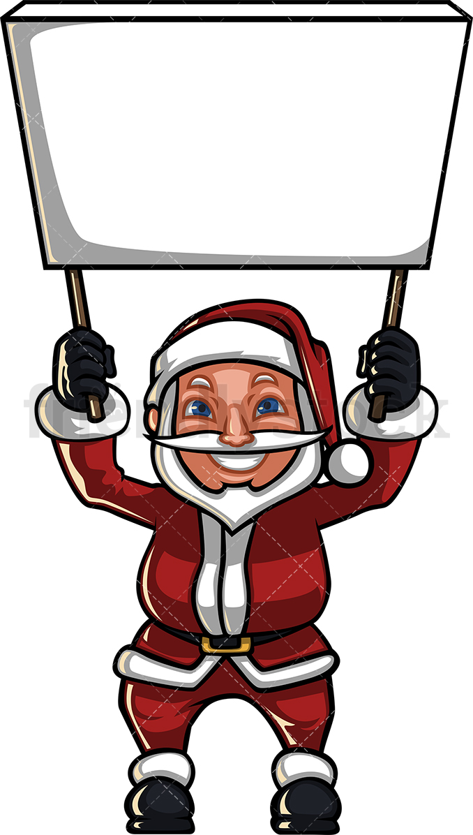 Santa Claus Holding Empty Billboard Sign Cartoon Vector Clipart 678x1196 Santa Claus Holding Empty Billboard Sign Cartoon Vector Clipart