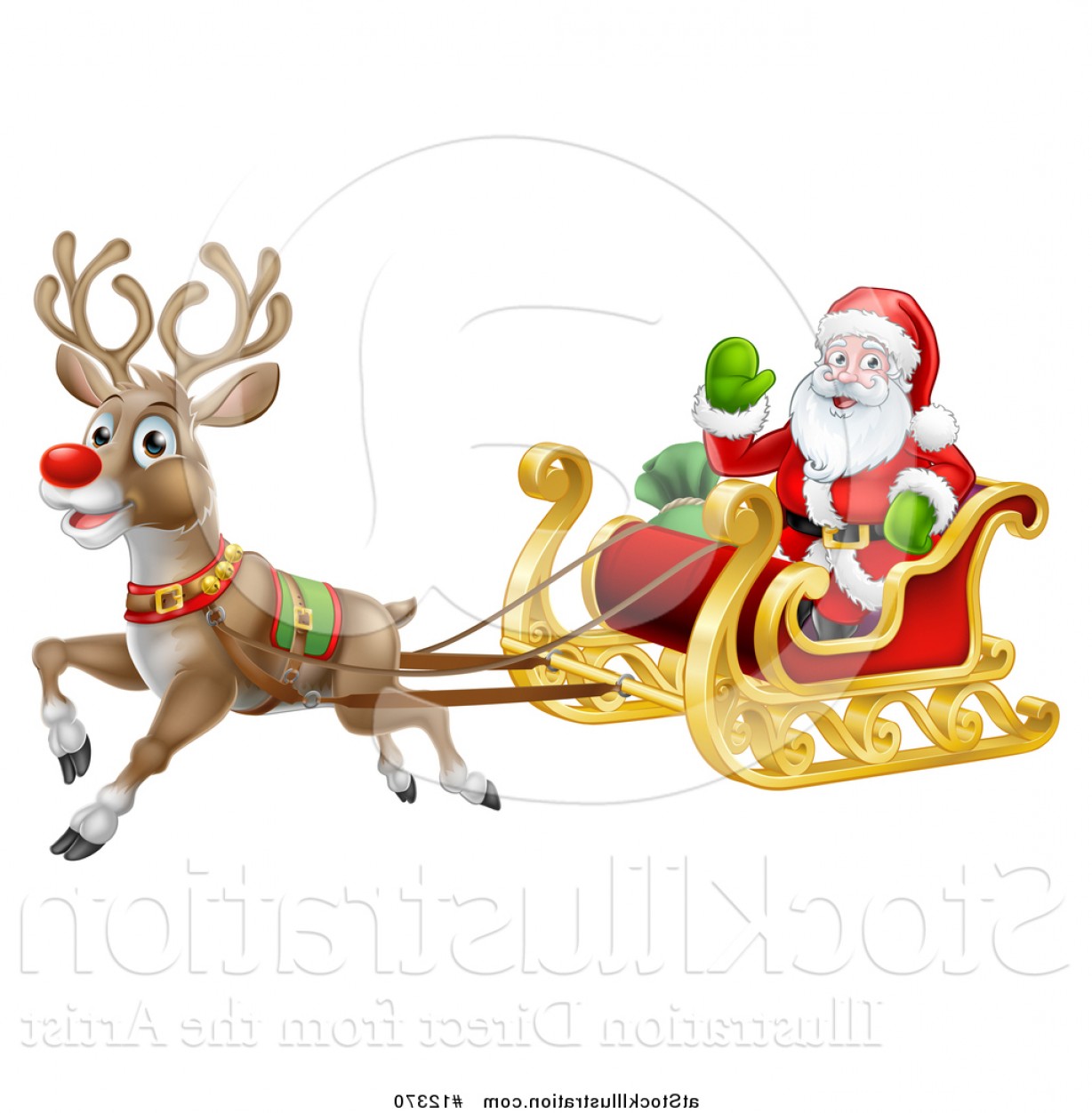 1228x1252 Santa On Rooftop Reindeer Vector Art Catchsplace