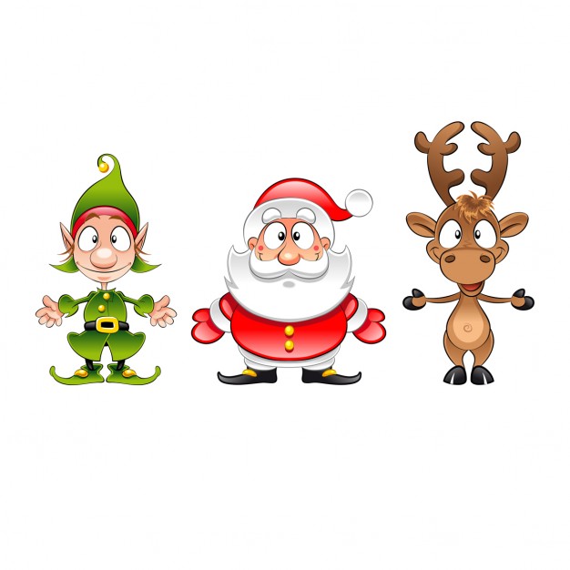 626x626 Santa Claus With A Funny Elf And Reindeer Vector Free Download