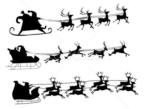 600x431 Silhouette Illustration Of Flying Santa And Christmas Reindeer