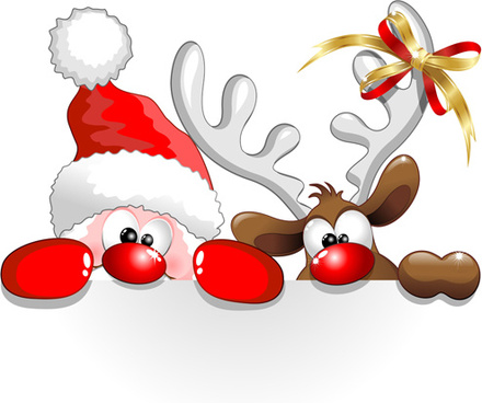 440x368 Winter Christmas Santa Claus Reindeer Clipart Free Vector Download