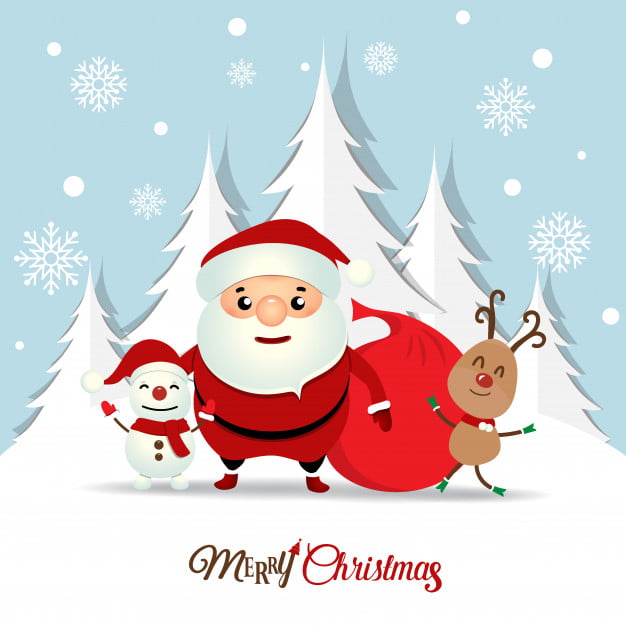 626x626 Christmas Greeting Card With Christmas Santa Claussnowman
