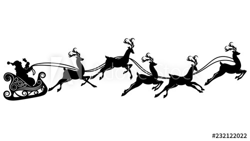 500x282 Sleigh, Santa Claus, Reindeer Vector Plotter Cutting Cliche