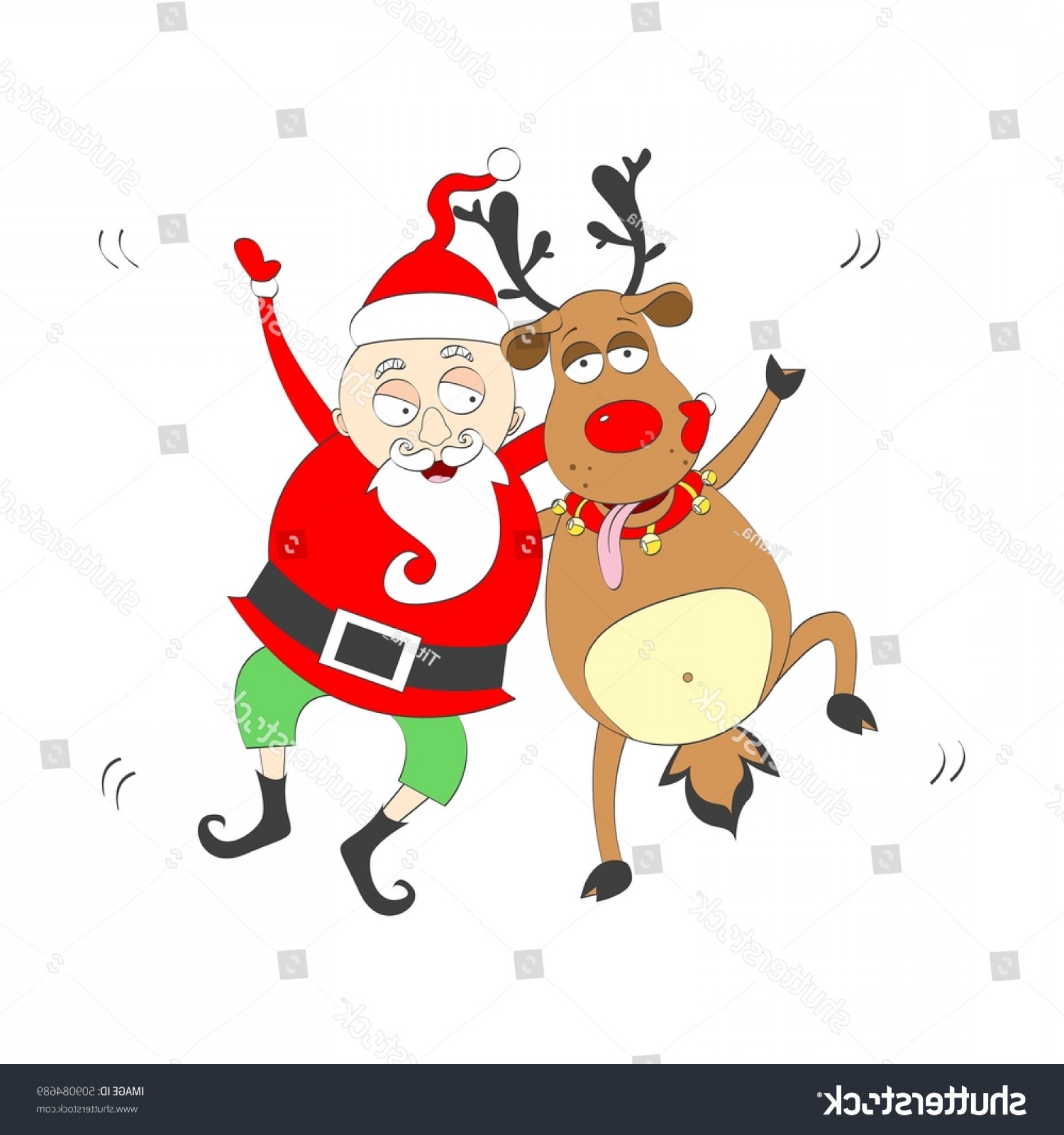 1800x1920 Cute Dancing Santa Claus Reindeer Vector Soidergi