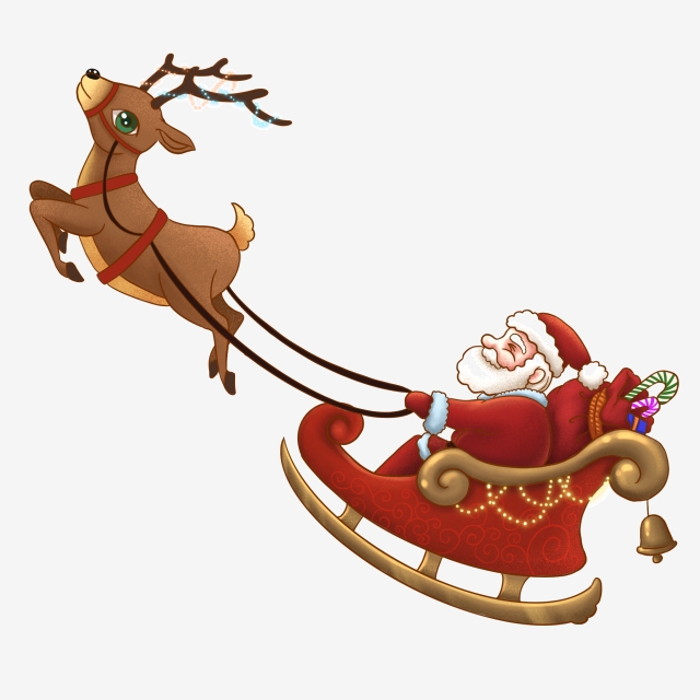 640x640 Santa Reindeer Sleigh Silhouette Vector Material, Vector
