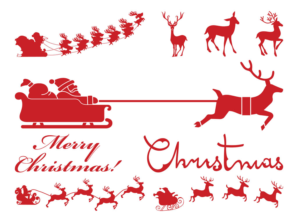 1024x765 Santa Silhouettes Graphics Vector Art Graphics