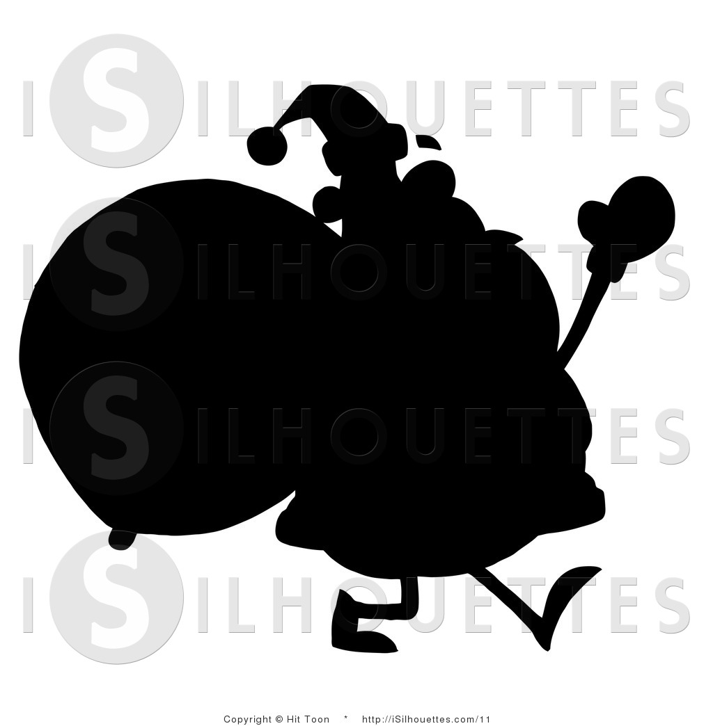 1024x1044 Silhouette Vector Clipart Of Santa Waving And Carrying A Bag
