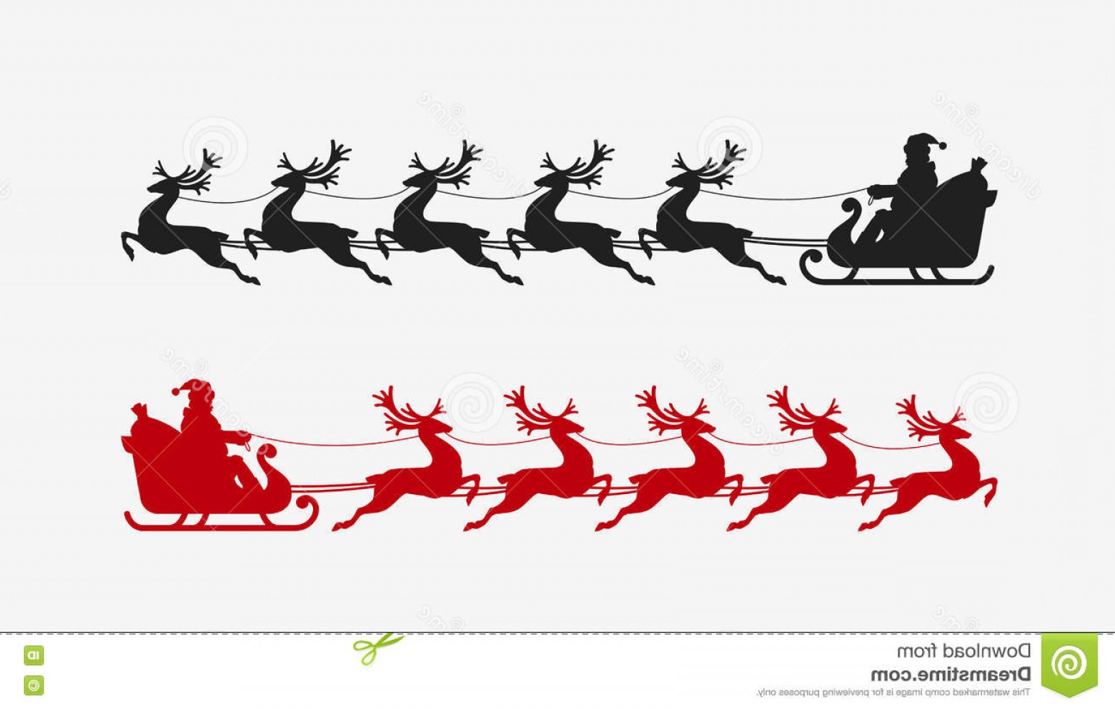 1560x993 Stock Illustration Santa Sleigh Reindeer Silhouette Christmas