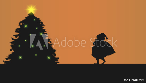 500x286 Santa Silhouette Cute Christmas Tree Silhouette Vector Cartoon