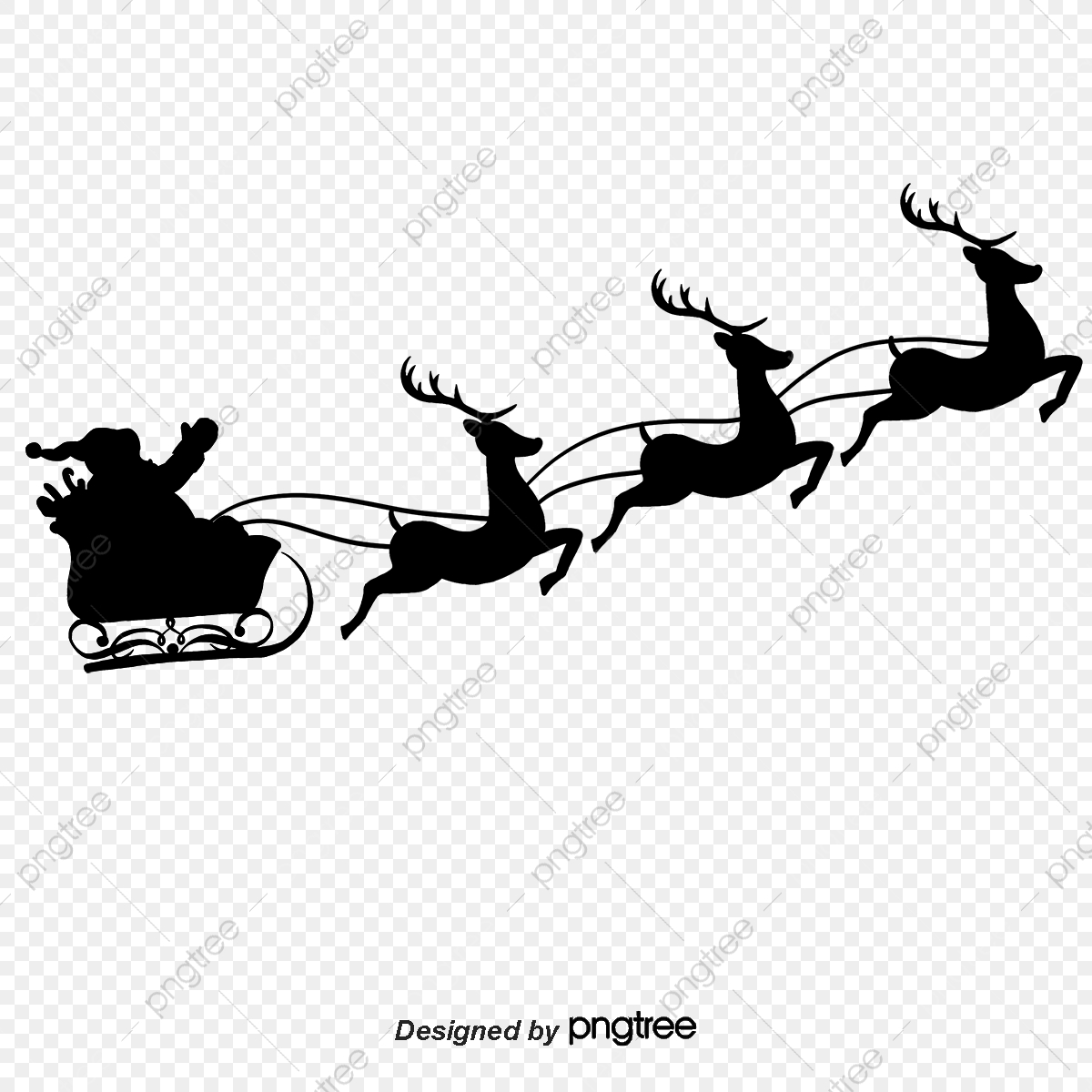 1200x1200 Christmas Silhouette, Christmas, Santa Claus, Reindeer Png