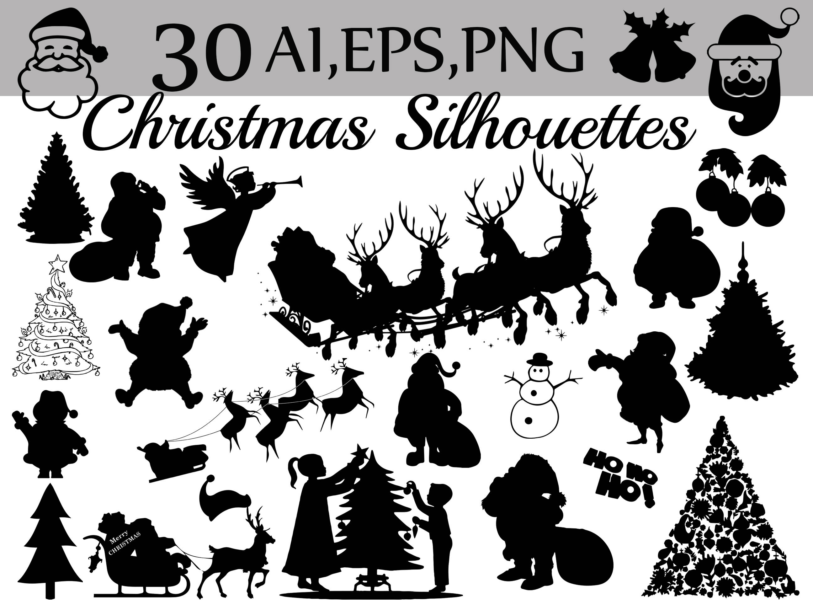 2592x1944 Christmas Silhouettes Clipart Christmas Clipart Etsy