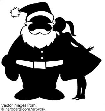 335x355 Download Silhouette Of Girl Kissing Santa