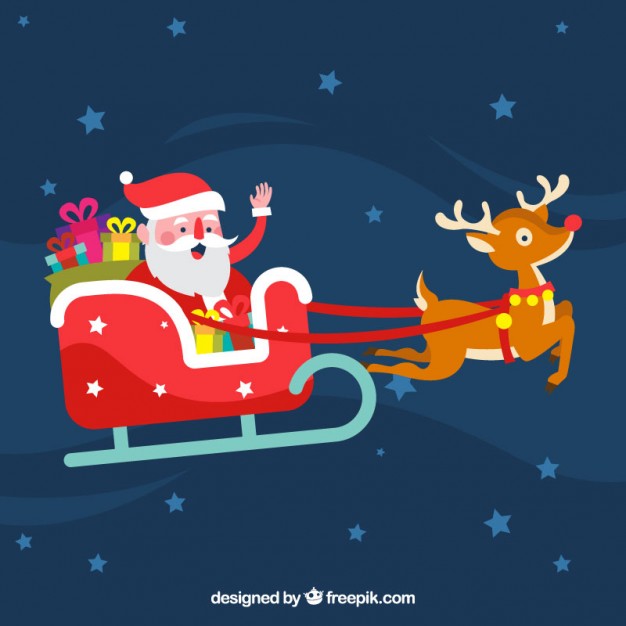 Cute Santa Claus In His Sledge Vector Free Download 626x626 Cute Santa Claus In His Sledge Vector Free Download