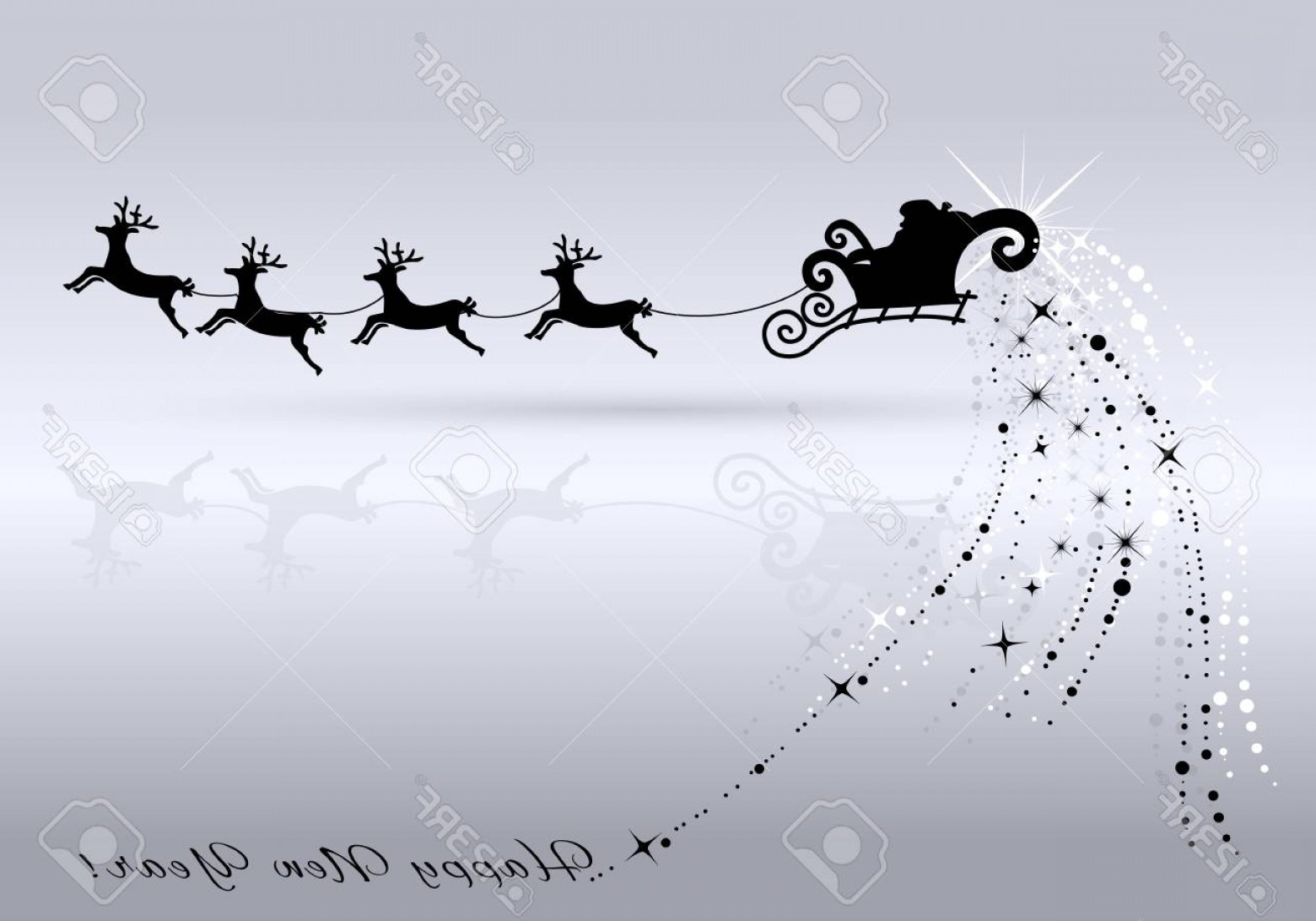 Photostock Vector Black Silhouette Santa Claus Flying 1560x1092 Photostock Vector Black Silhouette Santa Claus Flying