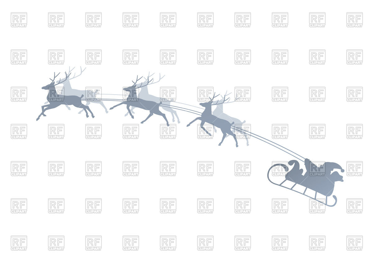 Silhouette Of Running Reindeers With Santa In The Sleigh Vector 1200x861 Silhouette Of Running Reindeers With Santa In The Sleigh Vector