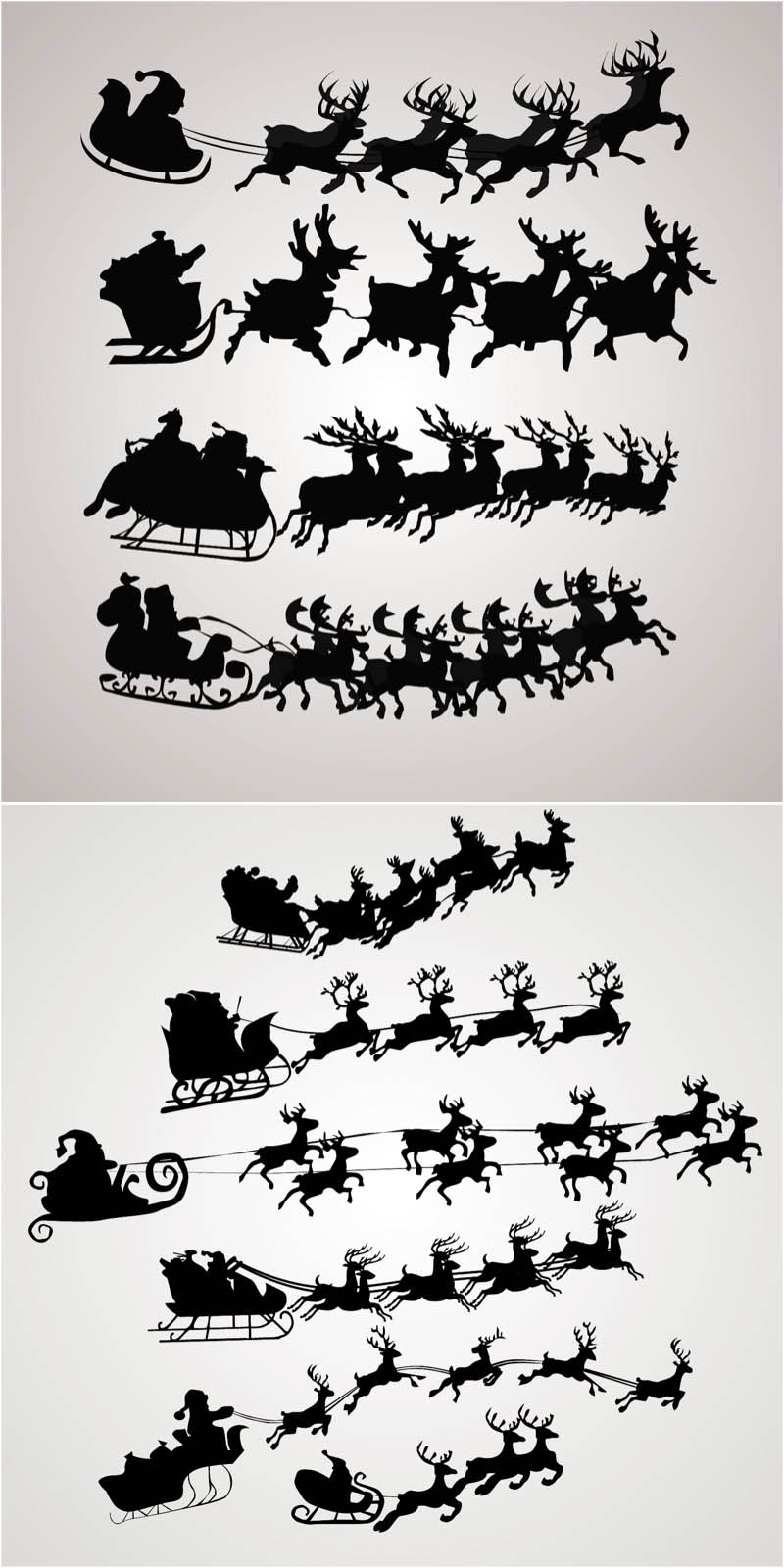 800x1600 Santa Claus On A Sleigh Vector Free Download!! Christmas Crafts