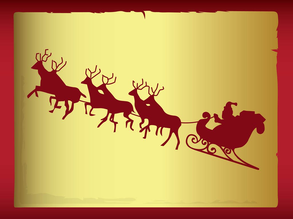 1024x765 Santa Sleigh Vector Vector Art Graphics