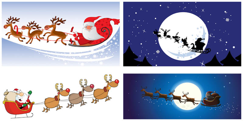 800x400 Santa On A Sleigh Backgrounds Vector Free Stock Vector Art