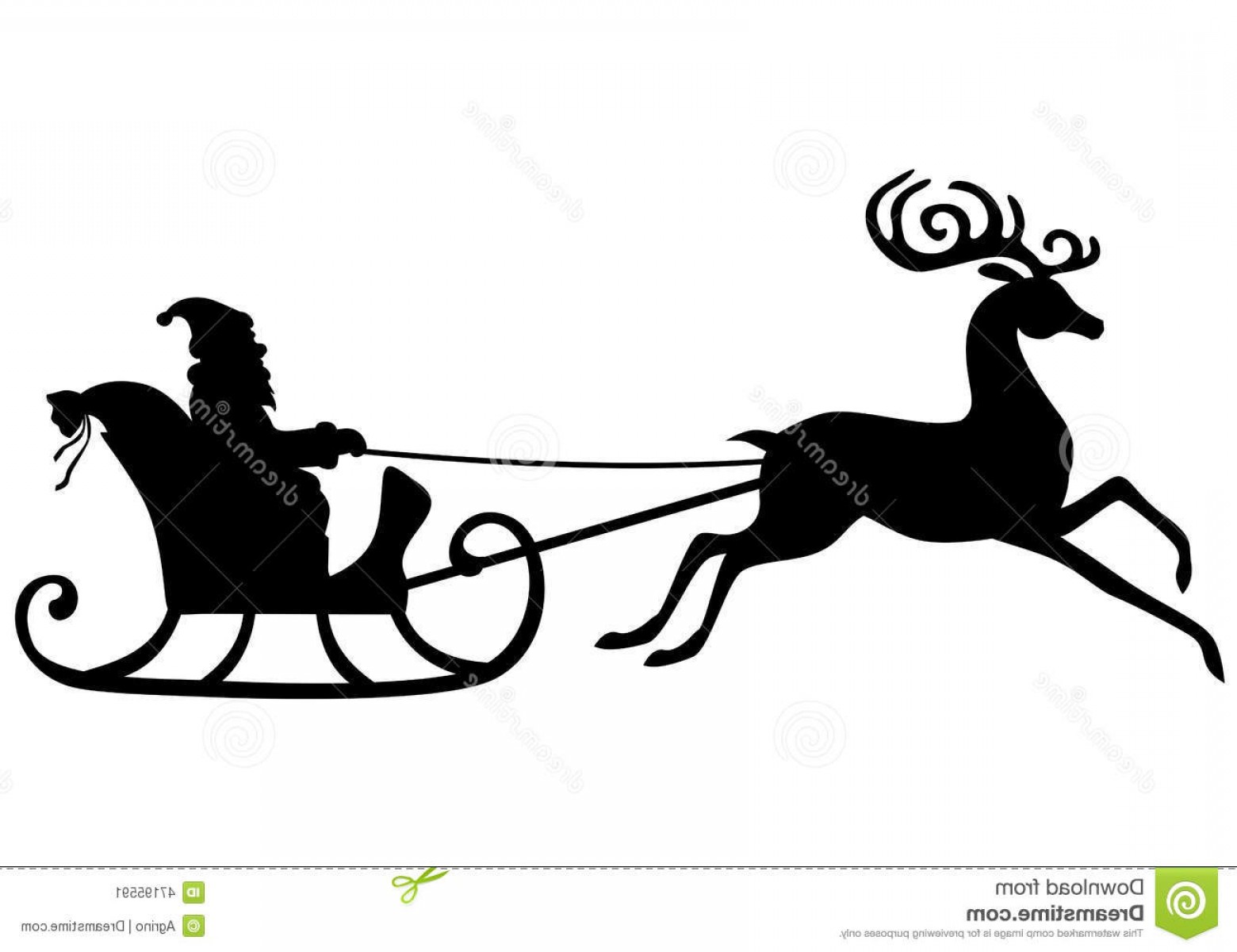 1560x1200 Stock Illustration Silhouette Santa Claus Riding Deer Sleigh