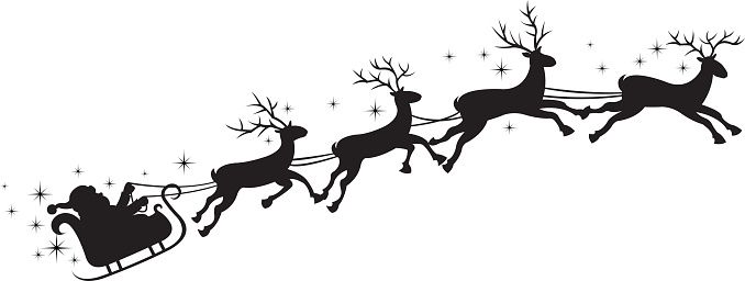 678x256 Santa's Sleigh Vector Art Illustration Holiday Santa Sleigh