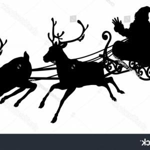 300x300 Flying Sleigh Silhouette Stock Vector Santa Sleigh Silhouette