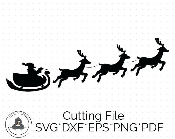 570x453 Flying With Reindeer Silhouette Cutting Santa Sleigh Vector