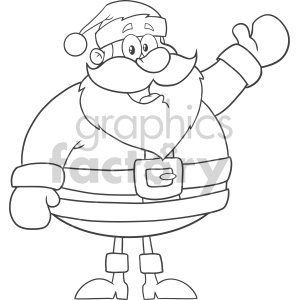300x300 Black And White Happy Santa Claus Cartoon Mascot Character Waving