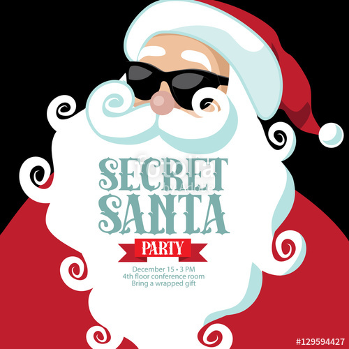 500x500 Secret Santa Invitation Template With Santa Claus Vector