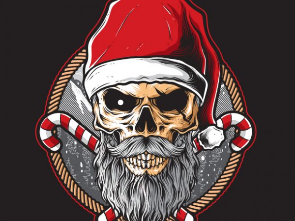 600x450 Skull Santa T Shirt Template Vector