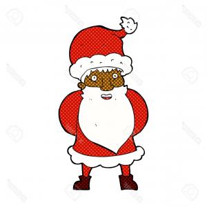 300x300 Clip Art Of Retro Santa Claus Gesturing Welcome Or Goodbye