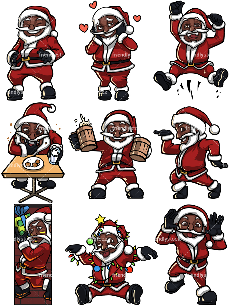 800x1067 Black Santa Claus Being Silly Cartoon Vector Clipart
