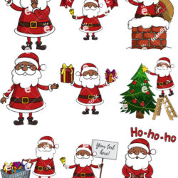 250x250 Black Santa Claus Cartoon Vector Images Bundle